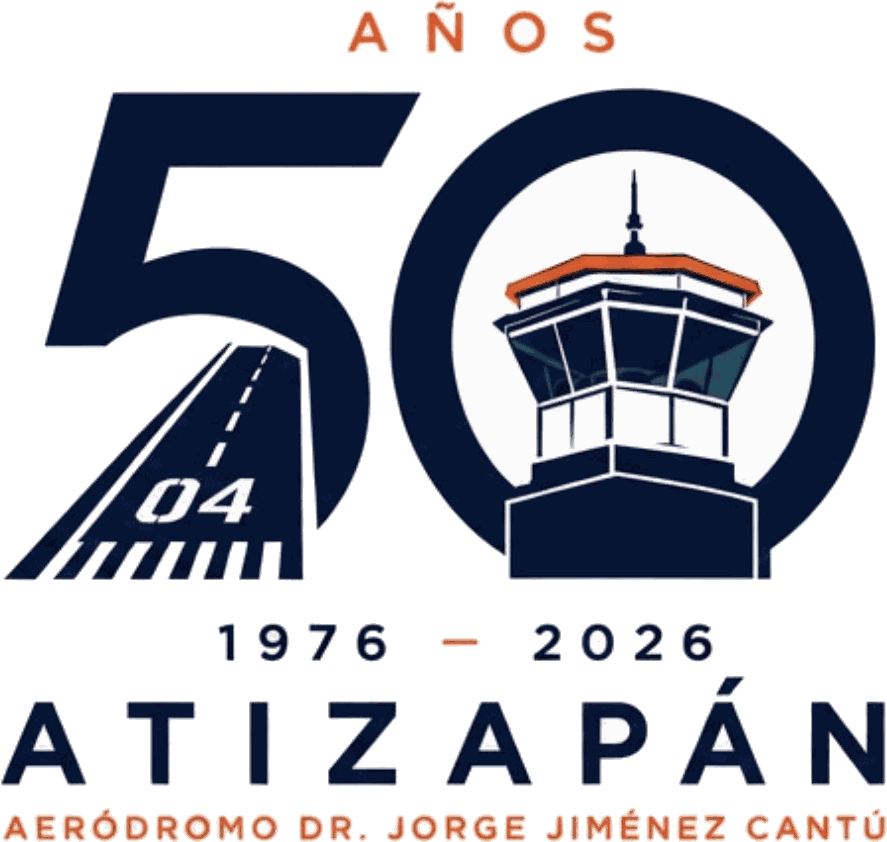 50 años · 1976-2026 · Atizapán · Aeródromo Dr. Jorge Jiménez Cantú